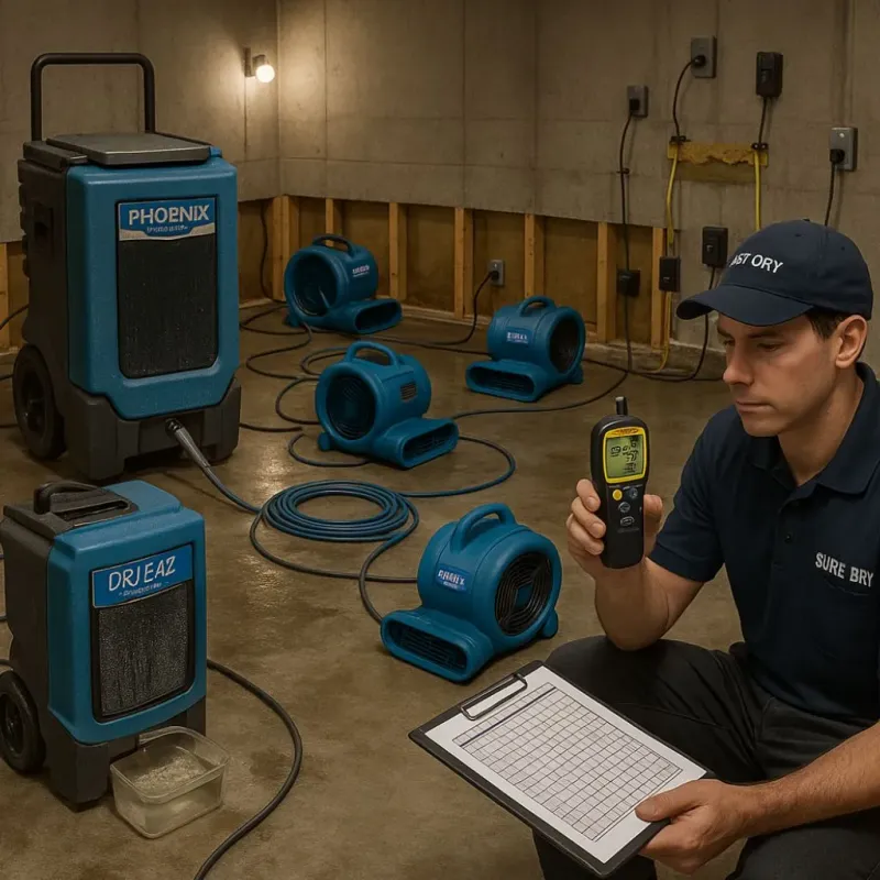 Structural Drying and Dehumidification process in Santa Ana, CA